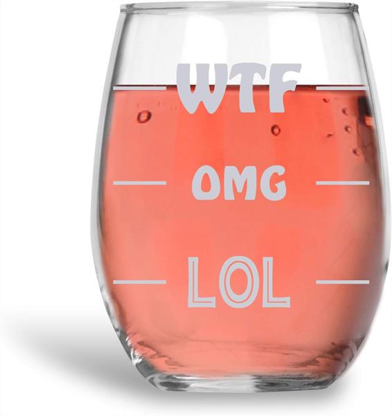 LOL-OMG-WTF Funny Wine Glass